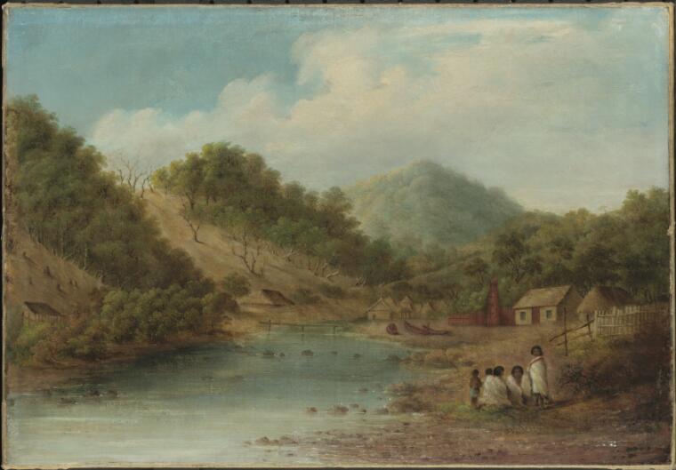 Digital Collections Pictures Early settlement with Maori group, New