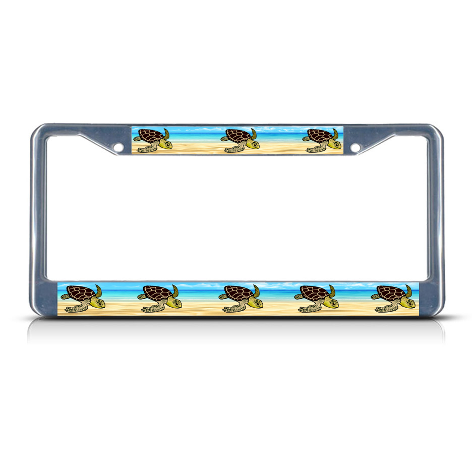 SEA TURTLE Chrome Metal Heavy Duty License Plate Frame Tag Border eBay
