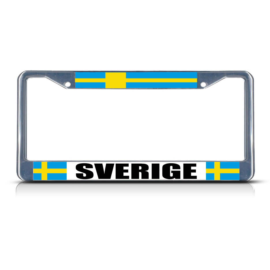 SWEDEN FLAG SVERIGE SWEDISH COUNTRY Chrome Study Metal License Plate
