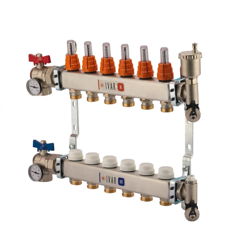 1 IVAR Stainless Steel Hydronic Manifold for Radiant Floor Heating 6