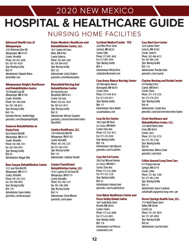 2020 New Mexico Hospital & Healthcare Guide Page 14