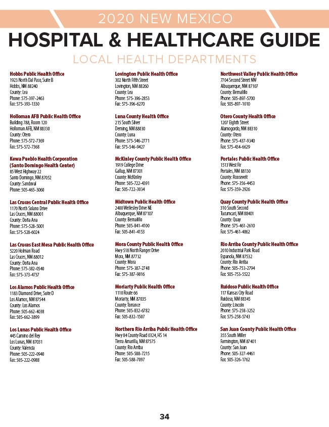 2020 New Mexico Hospital & Healthcare Guide Page 36