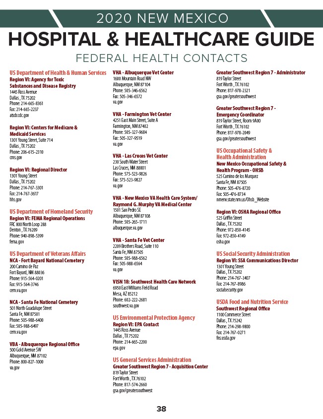 2020 New Mexico Hospital & Healthcare Guide Page 40