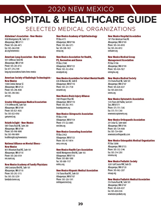2020 New Mexico Hospital & Healthcare Guide Page 41