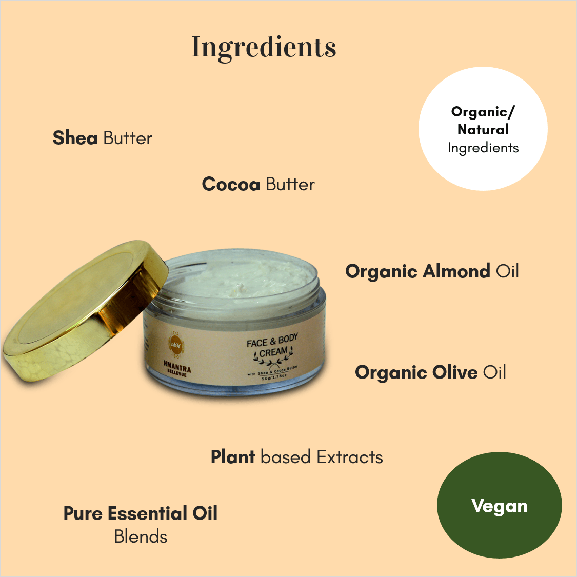 NMantra Bellevue Face & Body Cream for Dry Skin with Shea & Cocoa