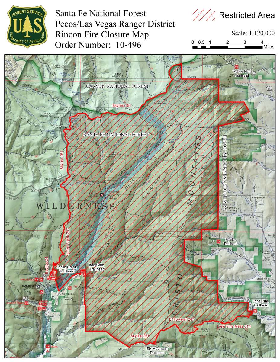  SFNF Issues Closure Order for Rincon Fire in Pecos WildernessNM Fire Info