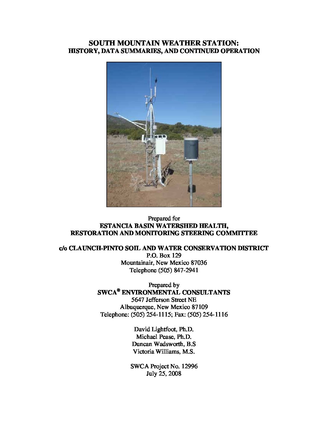 South Mountain Weather Station New Mexico Forest and Watershed