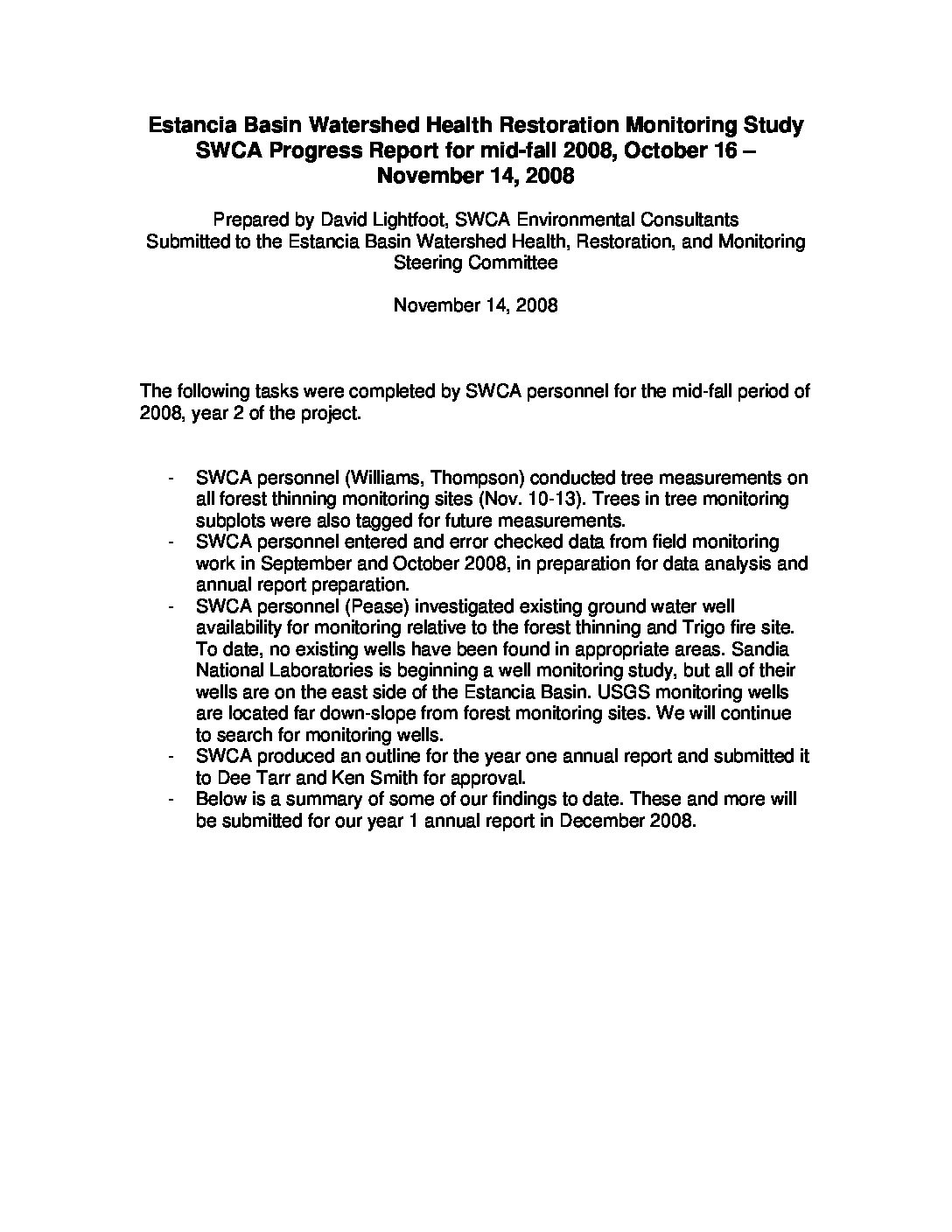 Estancia Basin New Mexico Forest and Watershed Restoration Institute