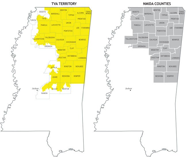 Region of North Mississippi Served by NMIDA