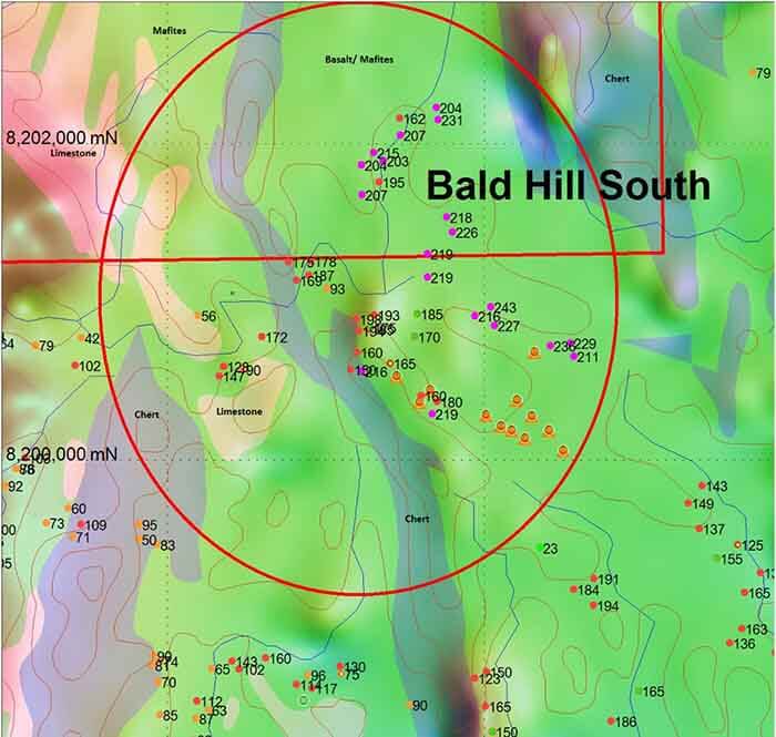EPM 18325 Bald Hills (Bald Hill South Prospect) 250K Geology copper