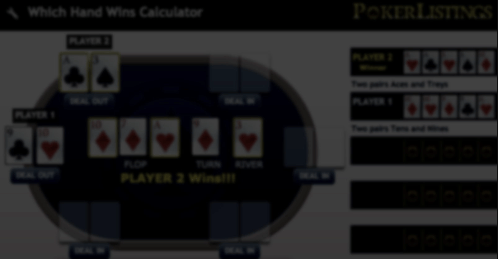 Hvilken hånd vinner Which Poker Hand Wins Calculator