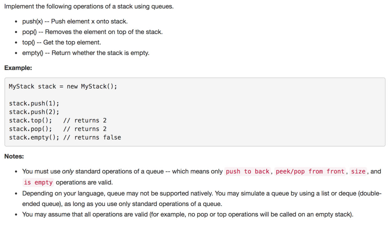 Leetcode 225. Implement Stack using Queues SnailTyan