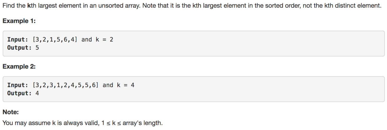 Leetcode 215. Kth Largest Element in an Array SnailTyan