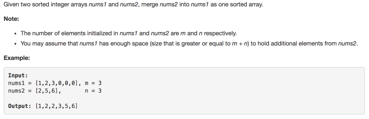 Leetcode 88. Merge Sorted Array SnailTyan