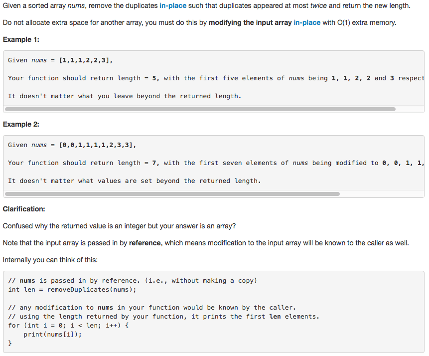 Leetcode 80. Remove Duplicates from Sorted Array II SnailTyan