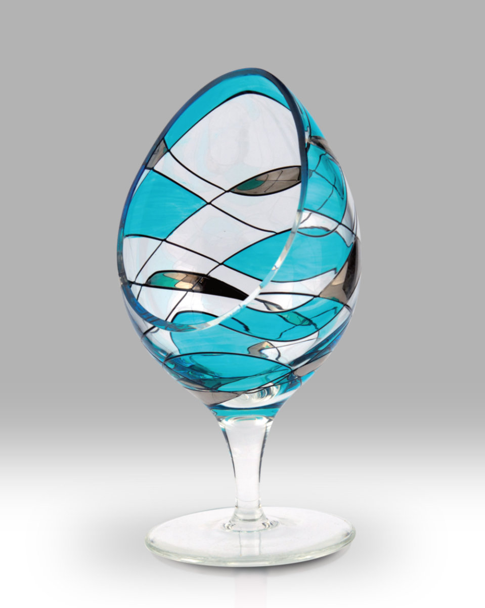 Teal Mosaic 21cm Large Candle Holder Nobile Glass & Giftware