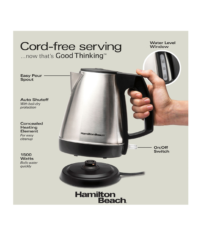 HAMILTON BEACH ELECTRIC KETTLE 1L Noble Linen