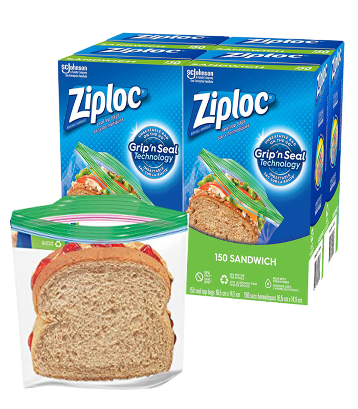 Ziploc Brand Sandwich Bags, 150count, 4pack Noble Linen