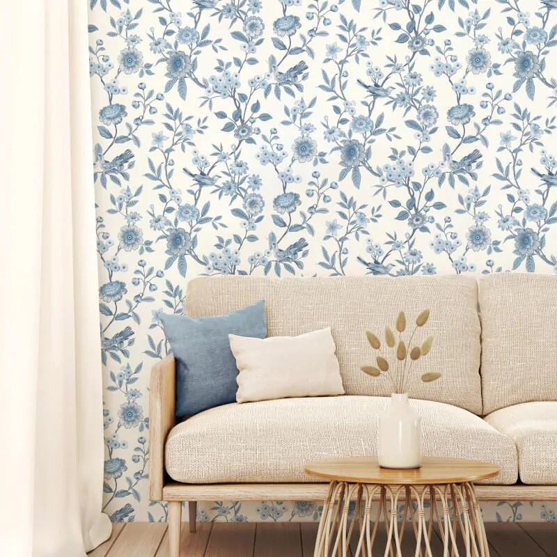 Eleanor Blue Floral Wallpaper Floral Wallpaper Nobletts Nobletts