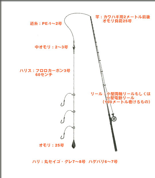 カワハギ仕掛け図 横須賀市長井の仕立て船 昇丸（のぼるまる Noborumaru）