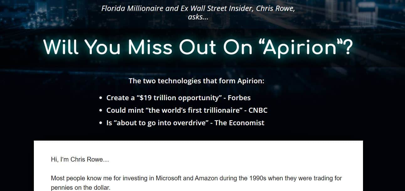 Is Chris Rowe's Apirion Technology Legit?