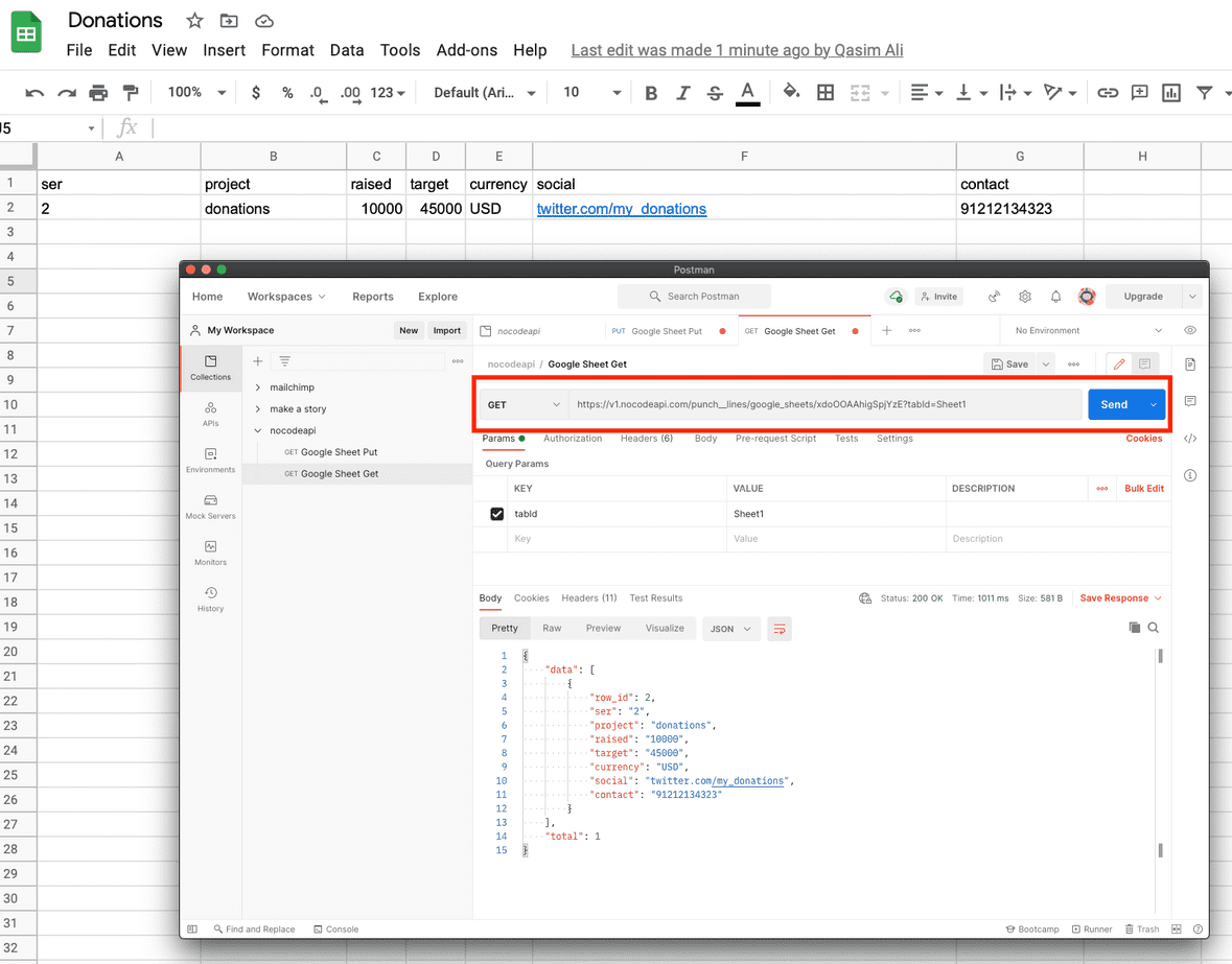 How to use Google Sheet API NoCodeAPI