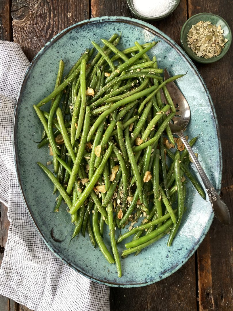 French Green Beans with Garlic and Pepitas nocrumbsleft