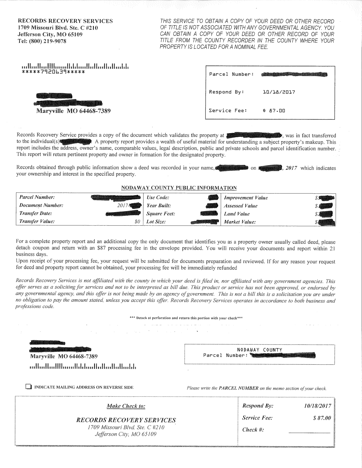 Recorder warns of land deed scam Nodaway News