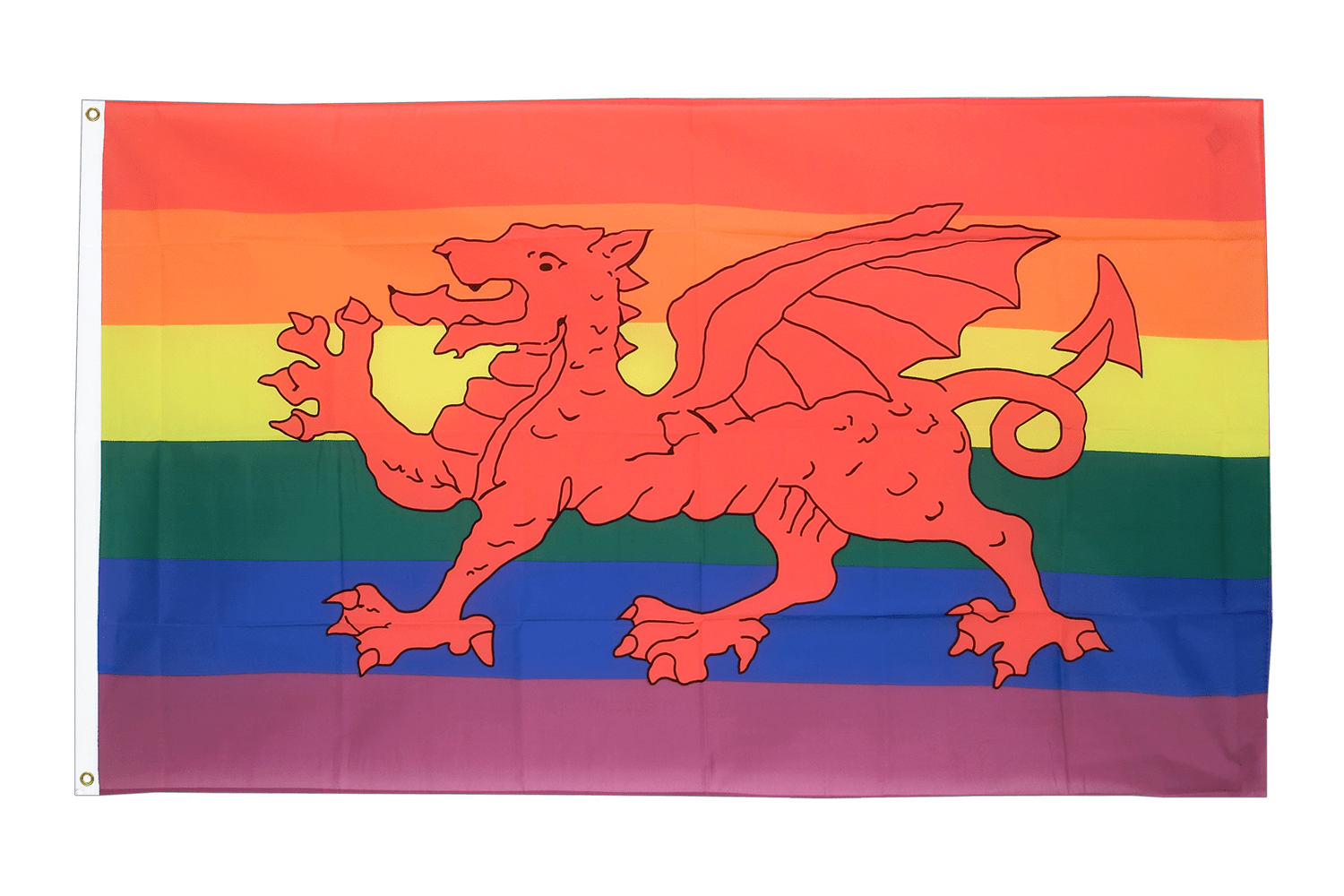 Rainbow with welsh dragon 3x5 ft Flag (90x150 cm) RoyalFlags