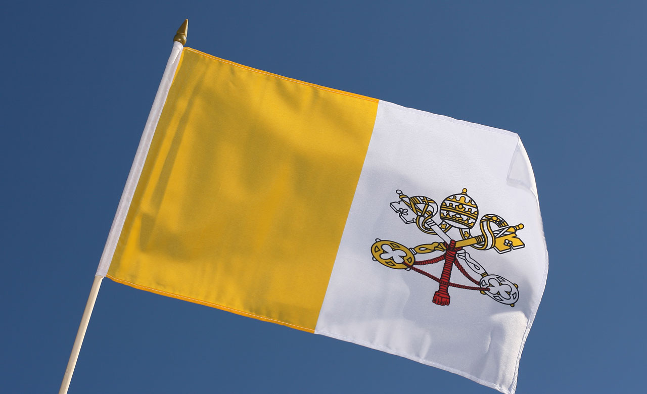 Hand Waving Flag Vatican 12x18" RoyalFlags