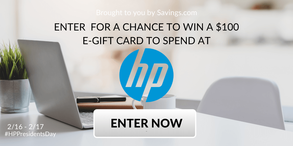 Enter to win 1 of 5 100 Visa egift cards to spend at HP!