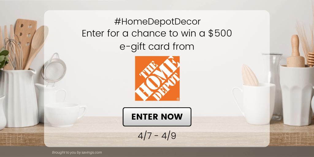 Enter to win a 500 egift card from Home Depot!