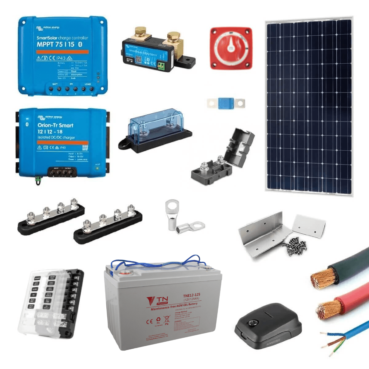 Full campervan electrical kit with 175W solar‚ B2B & battery nohma
