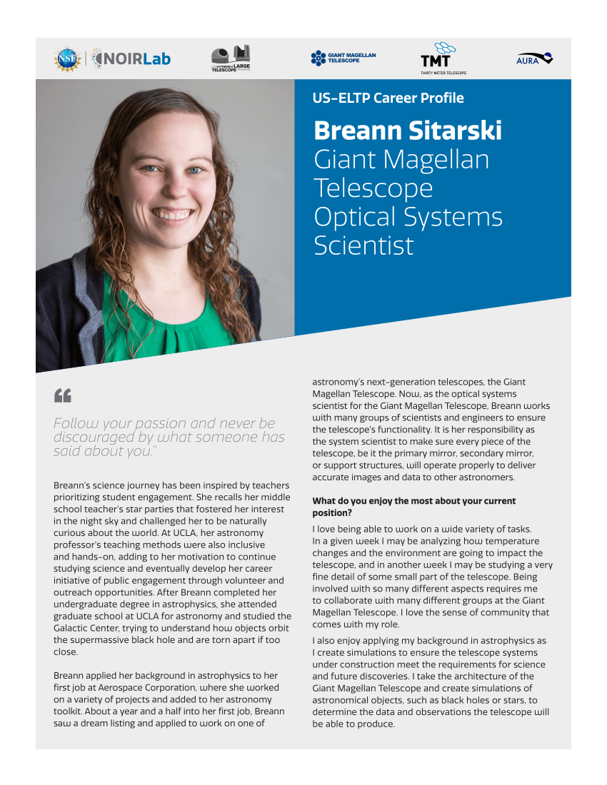Handouts USELTP Career Profile — Breann Sitarski NOIRLab