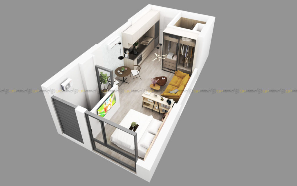 Studio Nam tính phóng khoáng Thiết kế nội thất Vinhomes Grand Park