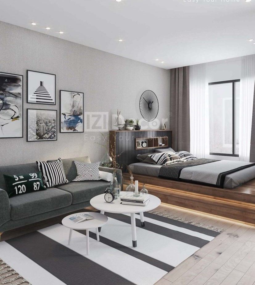 Studio Sức lôi cuốn của vẻ nam tính Thiết kế nội thất Vinhomes Grand Park