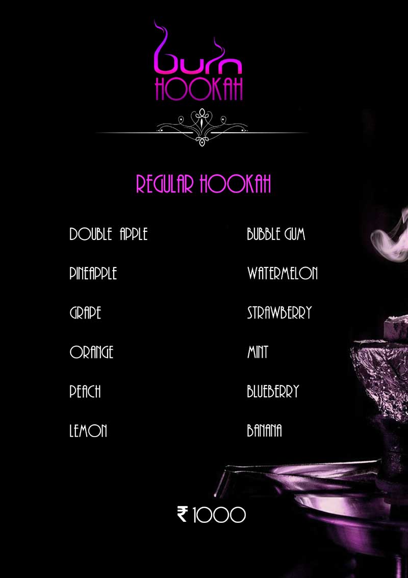 No Limits Hookah Menu