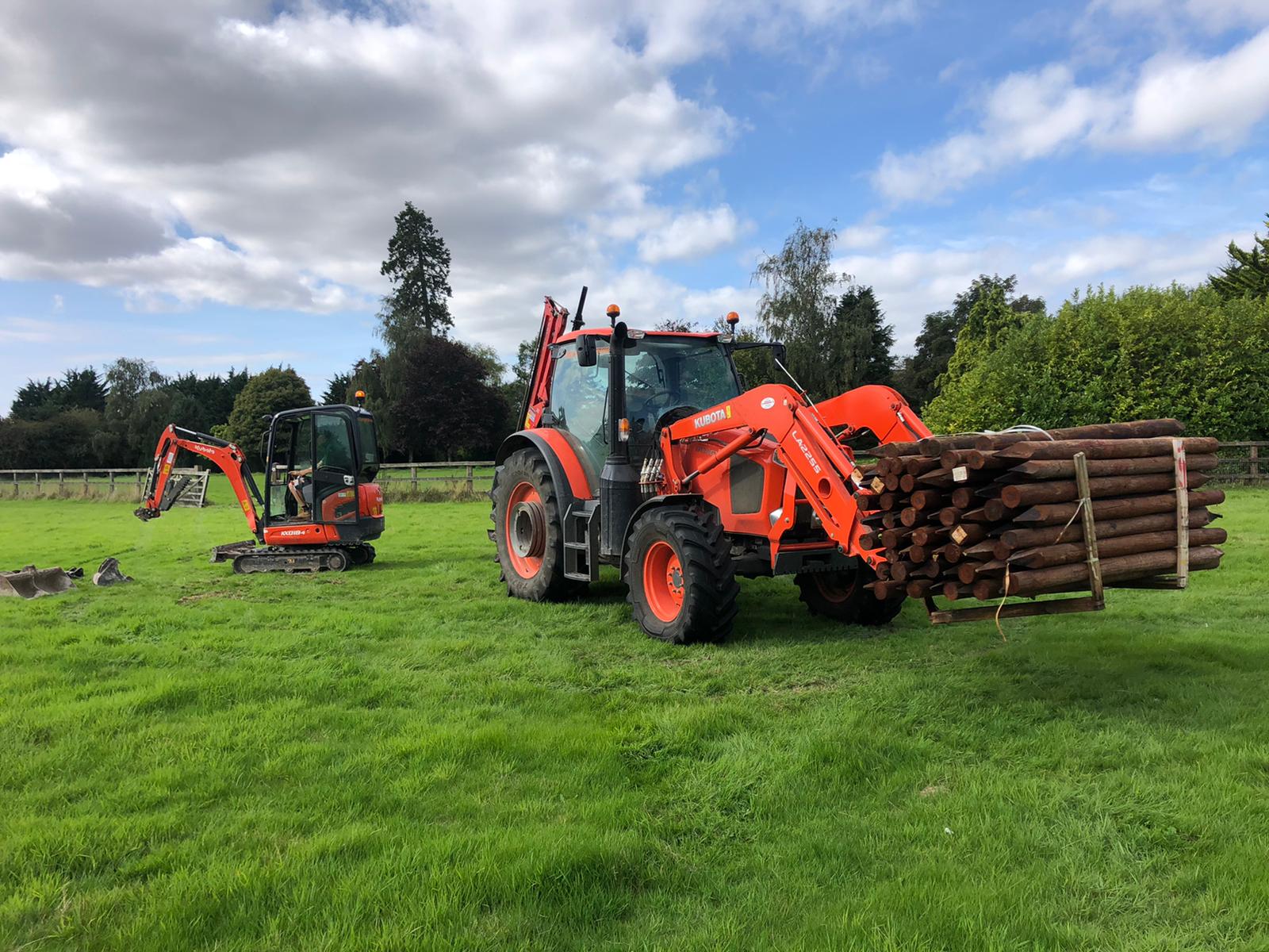 Fencing Tractor with posts Noll Countryside Services