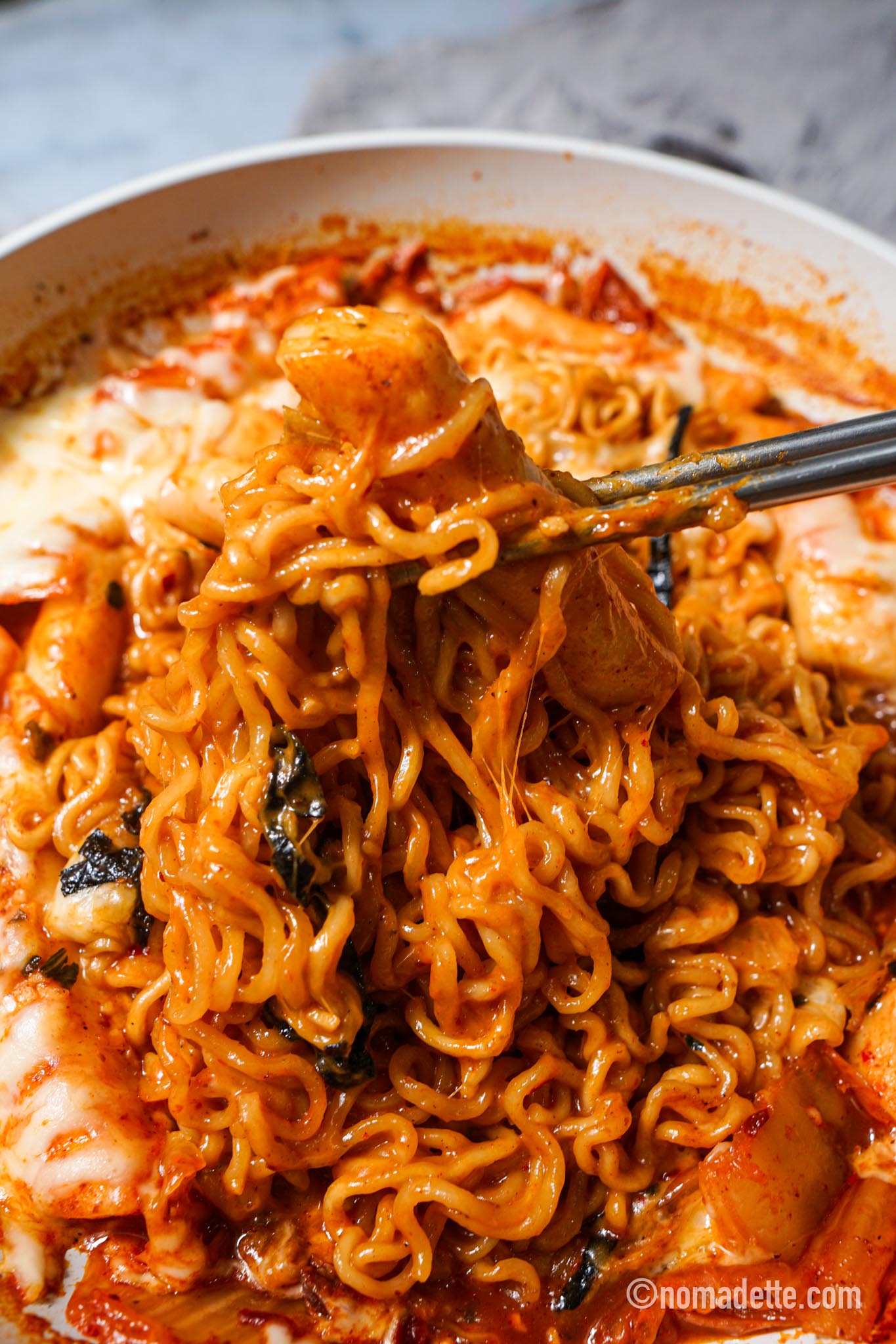 Cheesy Rabokki Ramen and Tteokbokki Nomadette