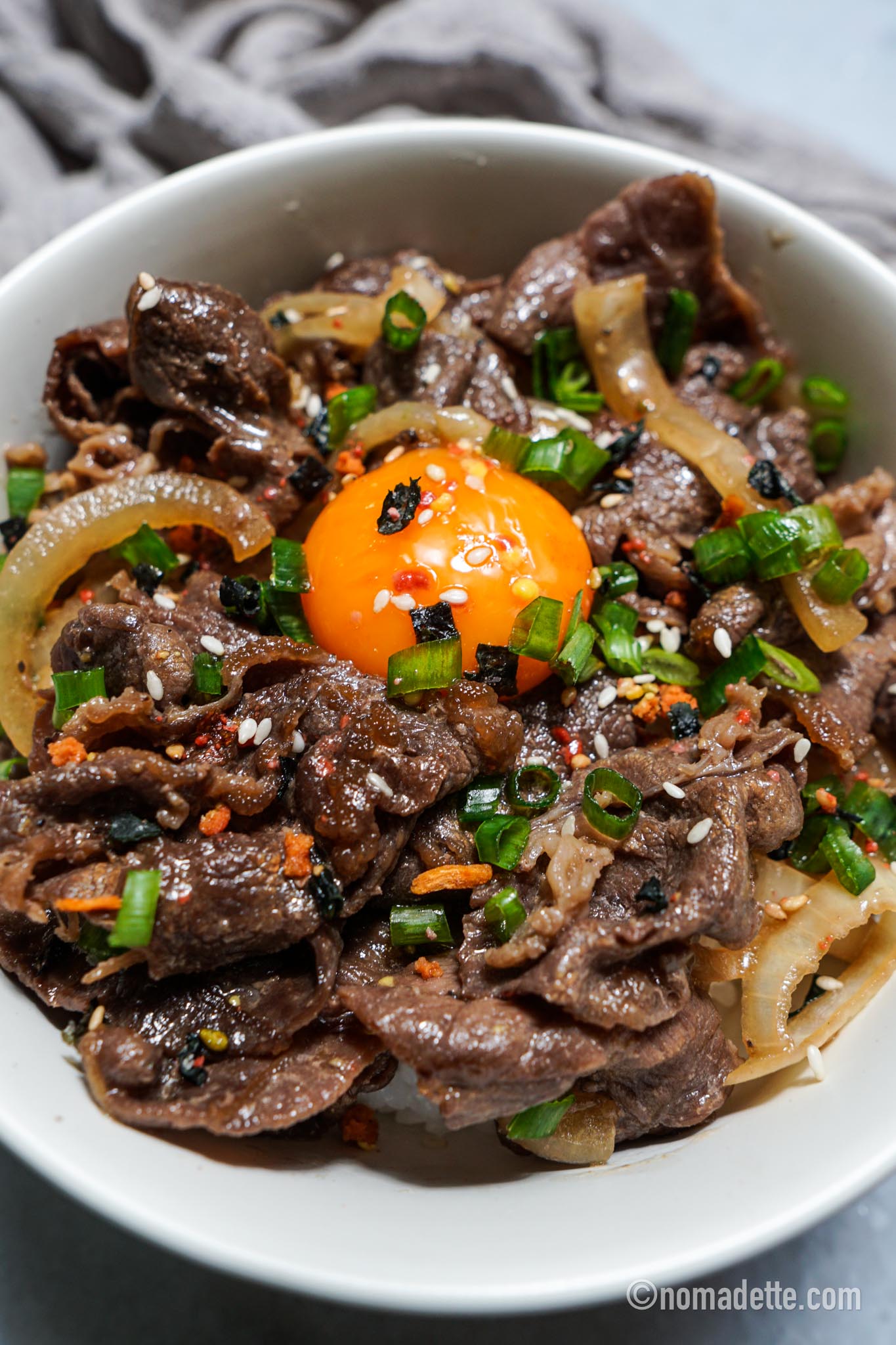 Beef Gyudon with Raw Egg Yolk Nomadette
