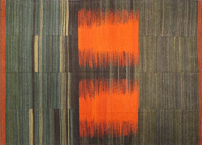 Orange Green Kilim Oriental Rugs Nomad Rugs
