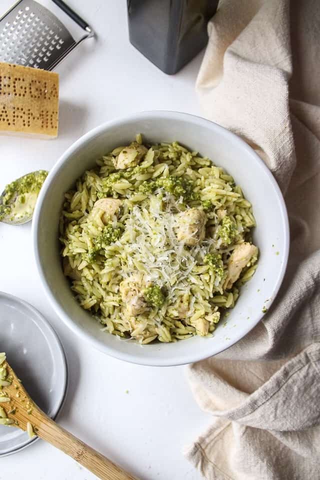 Creamy Pesto Orzo Recipe with Chicken Nomaste Hungry
