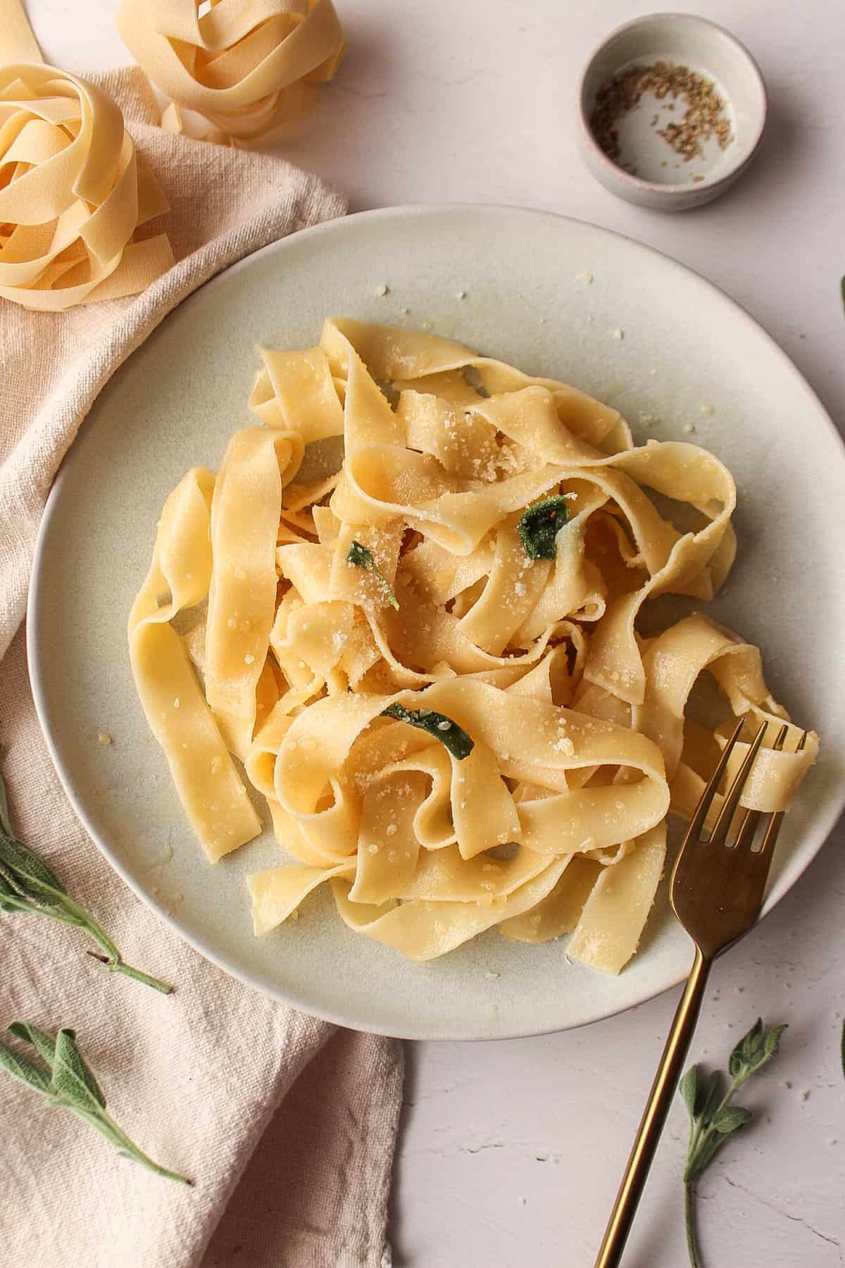 Pappardelle Pasta with Brown Butter and Sage Sauce Nomaste Hungry