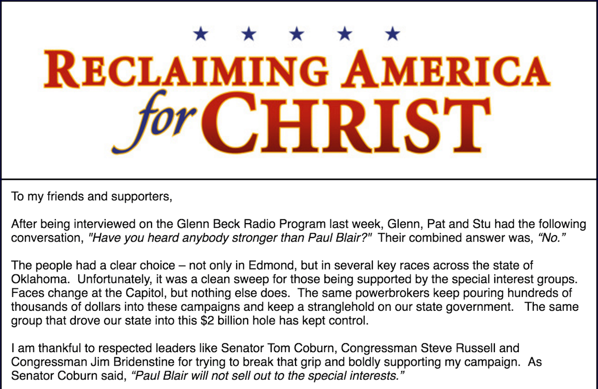 Paul Blair questions Oklahoma's 'future' in bitter letter