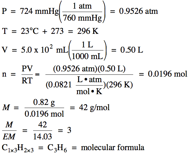 We can use the Ideal Gas Law to substitute for moles in the molar mass