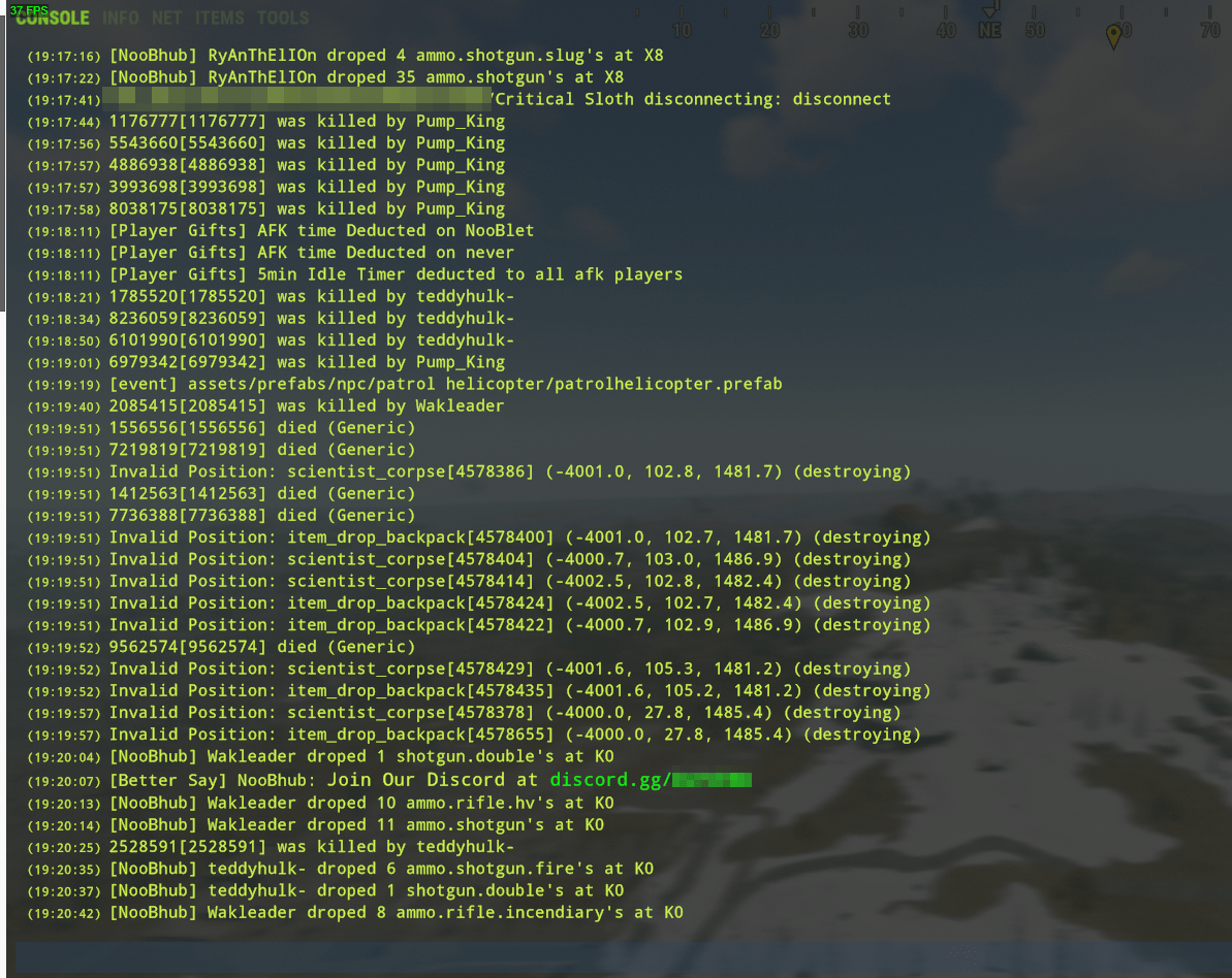 uMod F1 Server Console Log by NooBlet