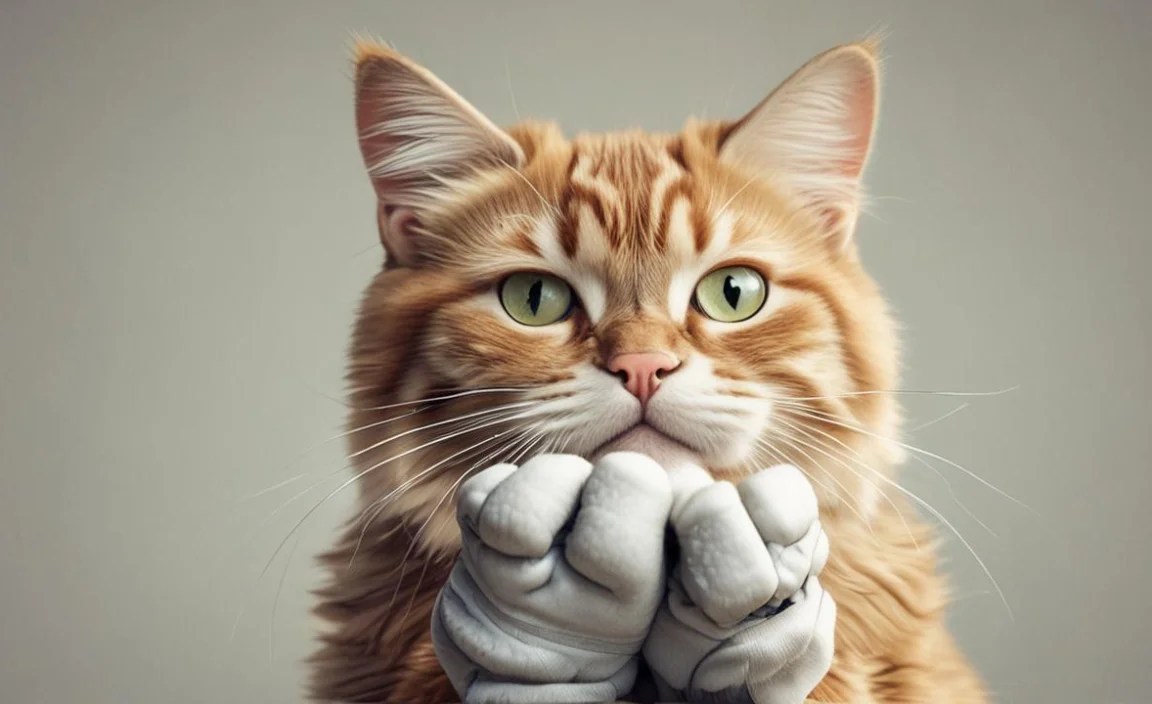 Cat Playing Gloves
