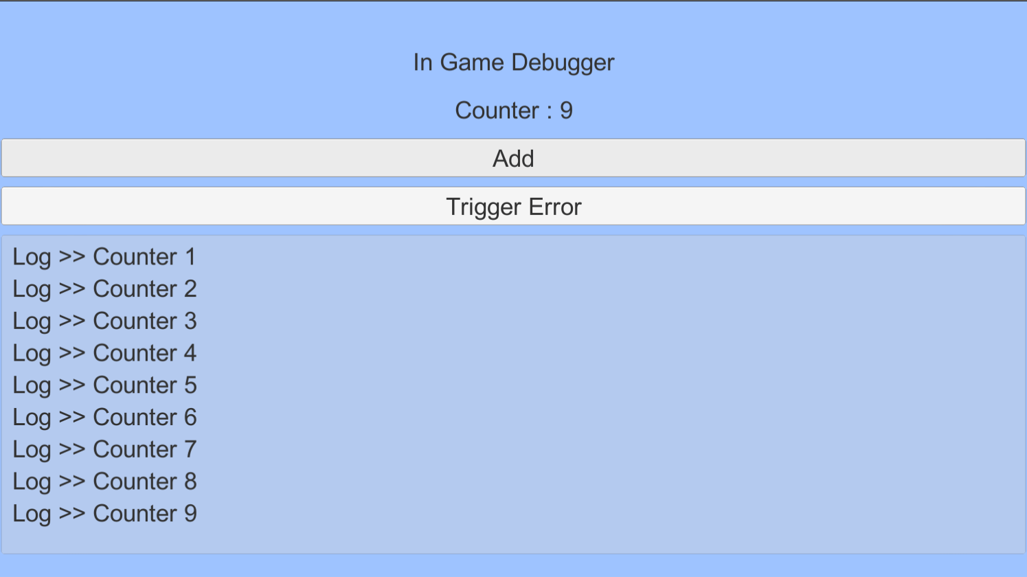Create in Game Console for Unity Noodle Eater