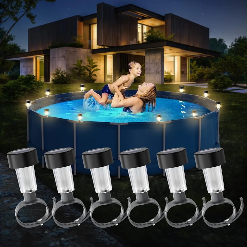 LED Solar Pool Light Above Ground Pool Fence 6PCS Waterproof LED Nook