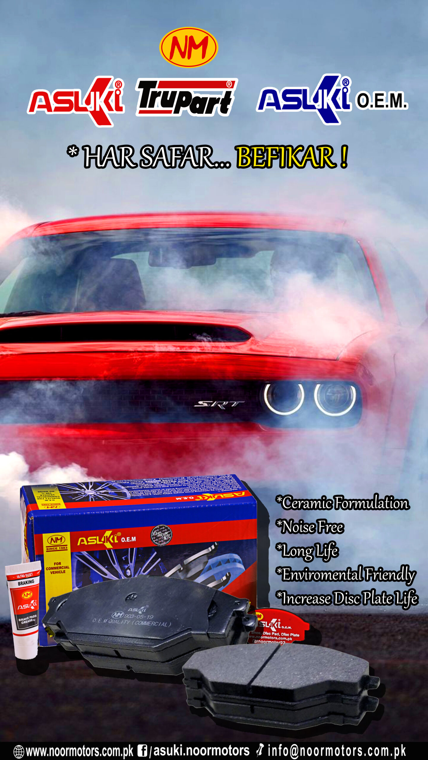 ASUKI CERAMIC & LOW METALLIC BRAKE PADS Noor Motors